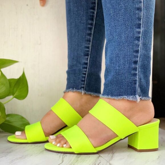 Neon Lime Small Block Heel - Picture 3 of 4